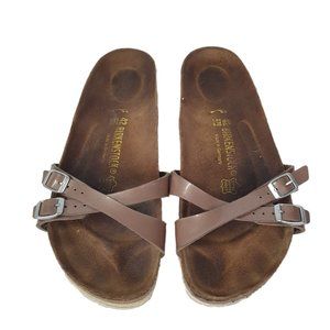 Birkenstock Almere Brown Leather Footbed Sandal Womens 11 Mens 9 EU 42 Narrow